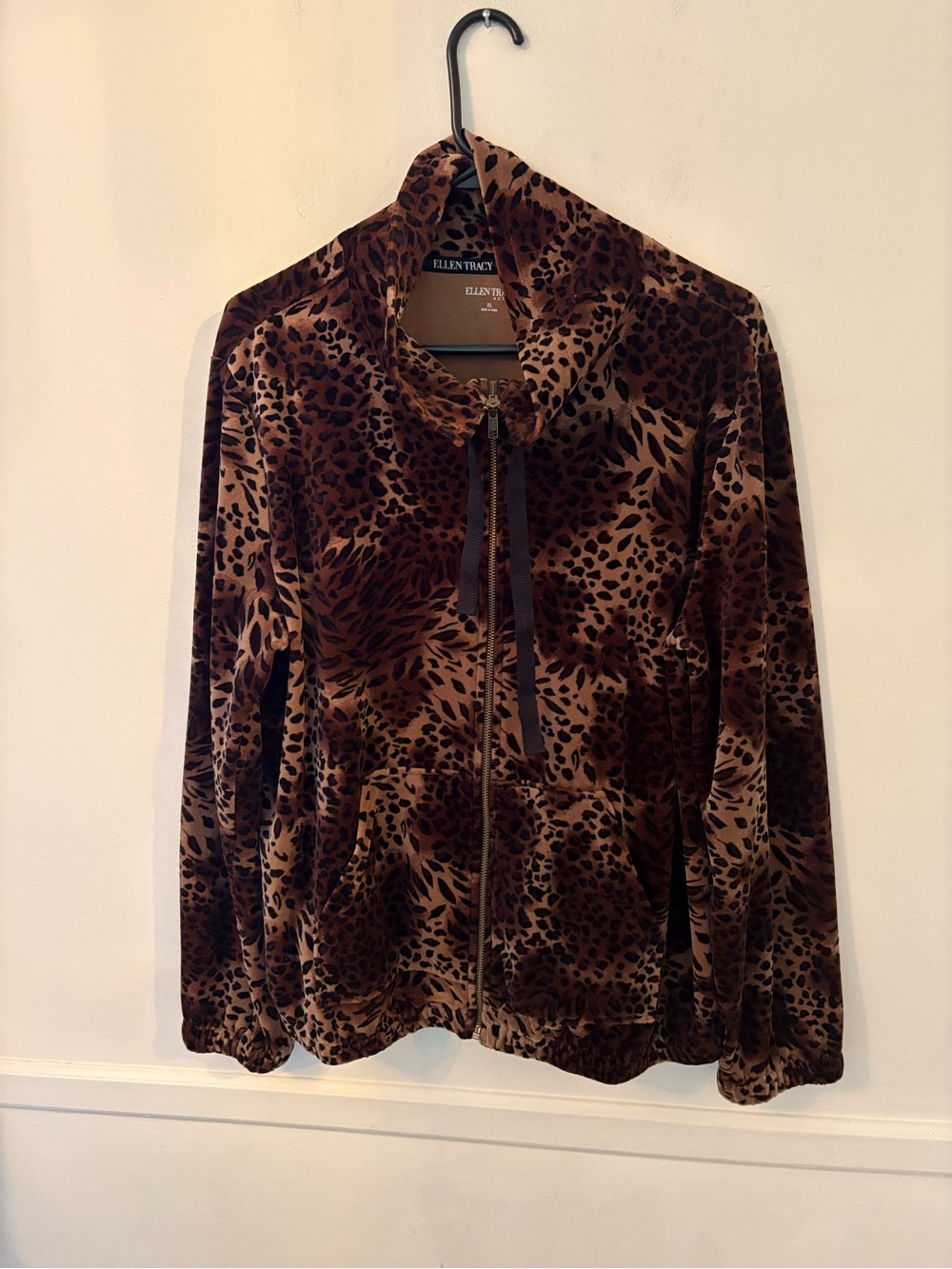 Ellen Tracy Women’s Active Jacket Leopard  Full Zip -Sz XL